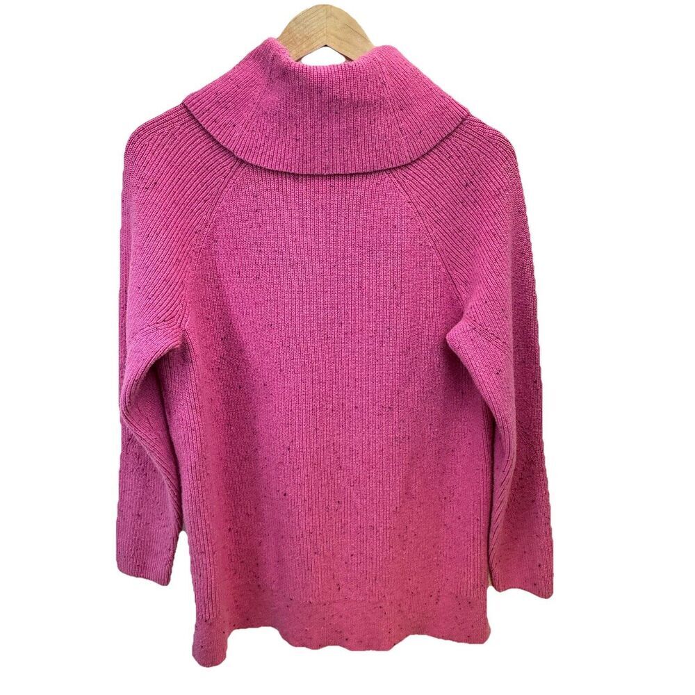 TALBOTS Cowl Knit Sweater Sz Large Pink Speckled Knit Cotton Blend Diamond Tweed - Picture 3 of 13